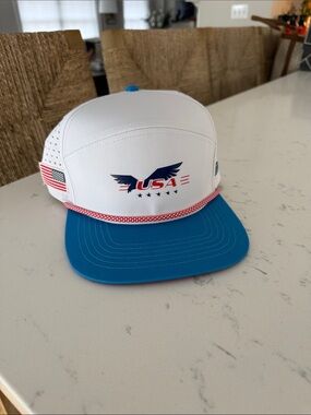 USA Eagle Snapback Hat - White & Blue